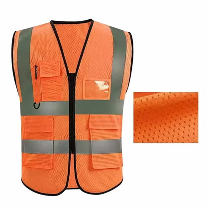 Security / Safety Vest with Pockets and Zipper Durable Mesh Material