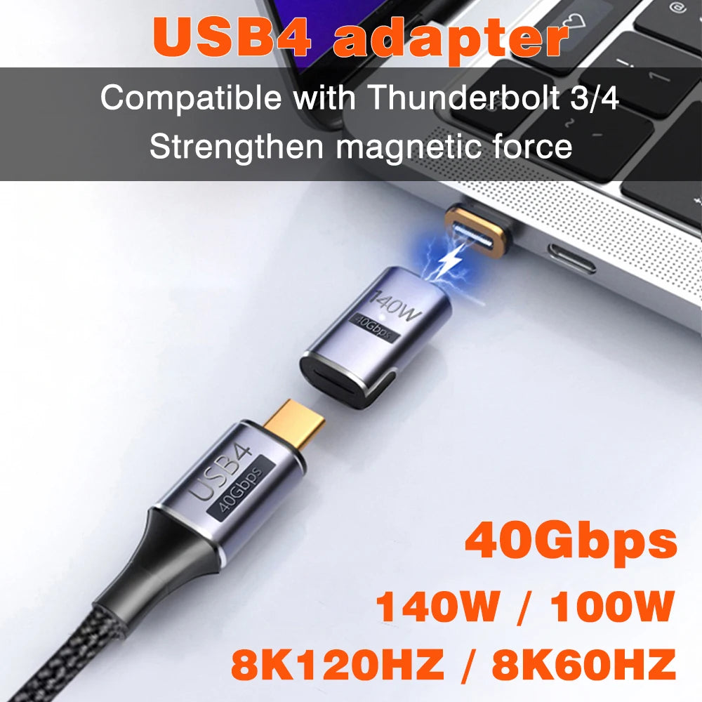 Magnetic Type-C OTG Thunderbolt4 Adapter Type-C TO C To USB-A To HDMI DP VGA To Rj45 Adapter PD100W 140W Coverter Phone MacBook