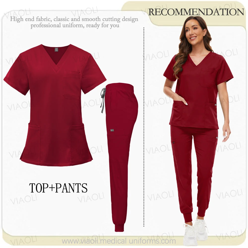 Hospital Surgical Uniform Medical Scrub Set Doctor Nurse Clothes Nursing Accessories Dental Clinic Beauty Salon Workwear Lab Set